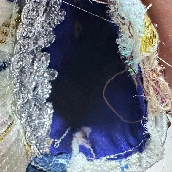 Handmade Boho Necklace Purse Fabric Wallet Beaded Fringe Artisan Signed - Picture 7 of 12